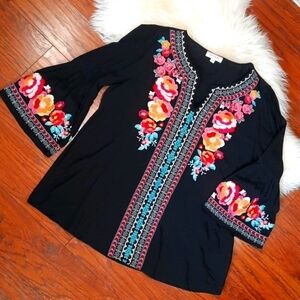 Andree Boho Chic Belle Sleeve Embroidered Blouse